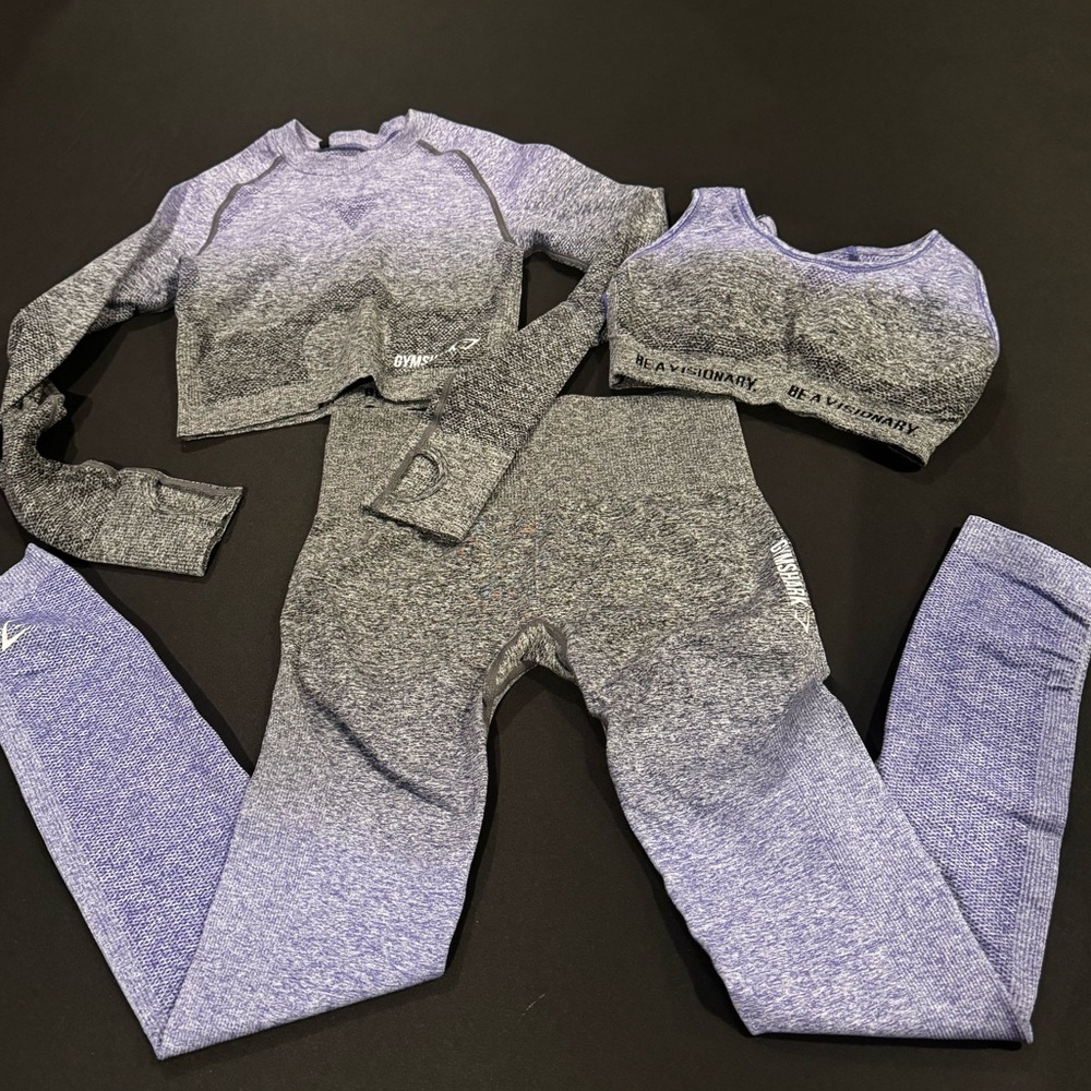 Gymshark Purple Ombre Seamless Activewear Set Athleisure Sporty